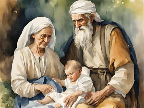 Ilustración de Abraham, Sara e Isaac