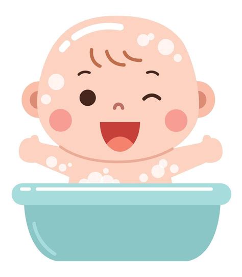 Ilustración de un bebé disfrutando cómodamente en una bañera ergonómica