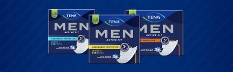 Imagen de los diferentes envases de TENA Men (Nivel 1, Nivel 2, Protect Underwear) mostrando variedad y discreción.