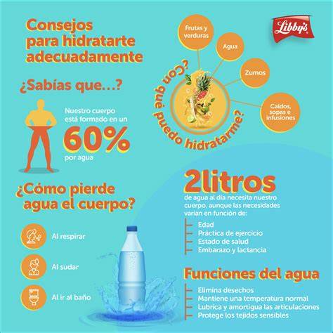 infografía sobre la importancia de la hidratación humana y el consumo de agua