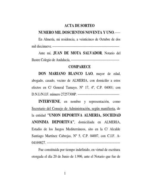 Fotografía de un acta oficial de sorteo de tribunales