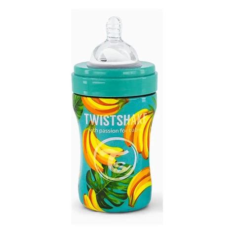 Biberón Twistshake de acero inoxidable en diseño de plátano