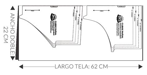 Patrón de cubrepañal con diferentes tallas y medidas