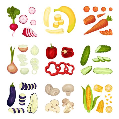 ilustración de diferentes verduras cortadas (cebolla, puerro, pimiento, patata) listas para cocinar
