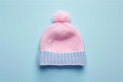 Bebé usando un gorro de punto de colores pastel