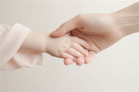 Manos de madre y bebé entrelazadas, con un suave resplandor
