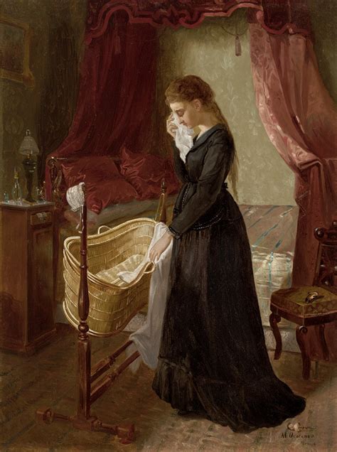 Pintura La cuna vacía de Manuel Ocaranza (Representación del duelo maternal)