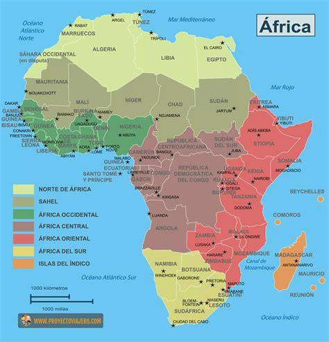 Mapa de distribución de las cebras en el continente africano