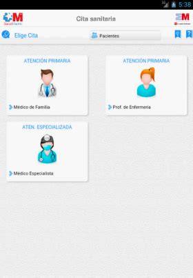 Captura de pantalla de la aplicación móvil Cita Sanitaria Madrid