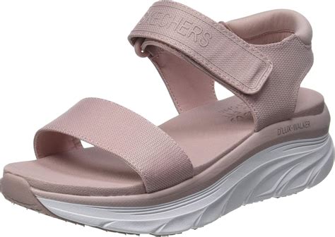 Sandalias Skechers D'lux Walker New Block de cuña rosa