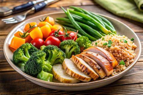 Plato equilibrado con verduras, legumbres y cereal integral