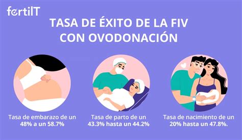 Infografía comparativa de tasas de parto: FIV propia, FIV con PGT, FIV con ovodonación