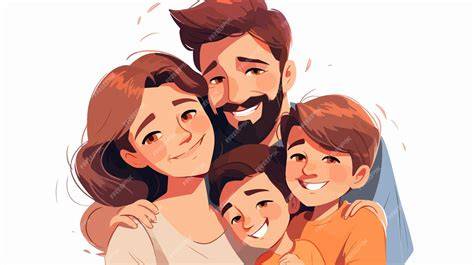 Familia con dos hijos, uno de ellos en silla de ruedas, sonriendo en un parque