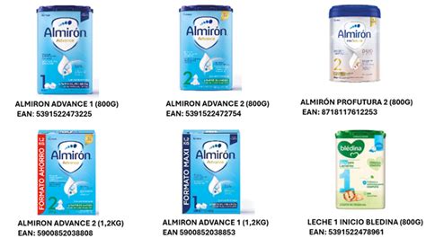 Variedad de envases de productos Almirón de diferentes gamas: leches, cereales, galletas, fórmulas especializadas