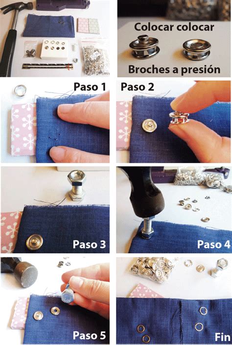 foto o diagrama de cómo coser la tira de cierre y colocar el broche a presión
