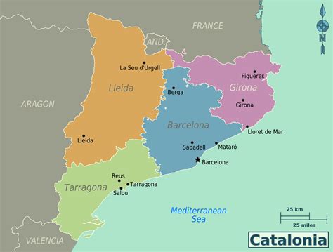 Mapa de Cataluña con marcadores indicando la ubicación de los parques con trenes en miniatura.