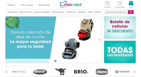 Tienda online Rosaoazul con productos para bebés y niños, destacando las sillas de coche
