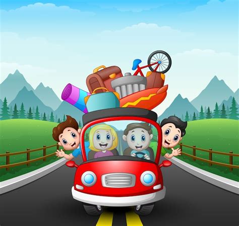 Familia viajando en coche con niños, enfatizando la seguridad vial