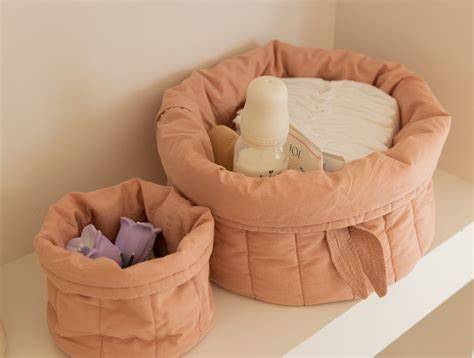 Set de cestas acolchadas Bambie vintage nude para productos de bebé