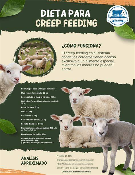sistema de creep feeding con corderos comiendo