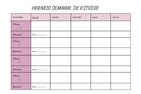 calendario de estudio con horario semanal