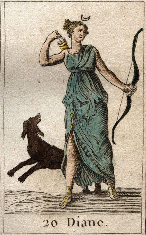 Diana, diosa de la caza, con arco y flechas