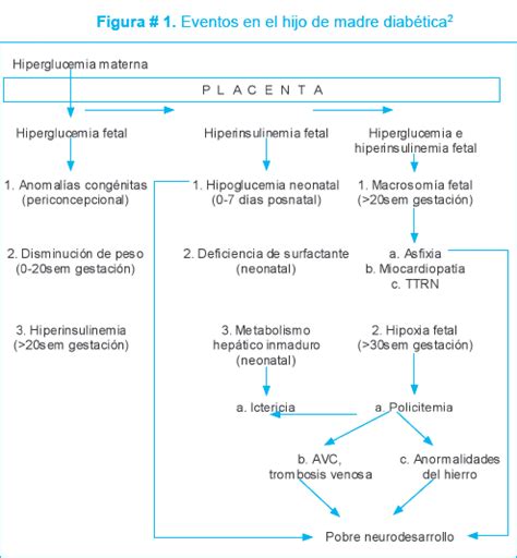 Gráfico mostrando la relación entre la hiperglucemia materna y las complicaciones fetales