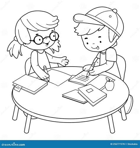 Ilustración: Niño concentrado haciendo sus deberes escolares en un escritorio ordenado