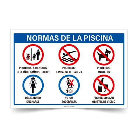 imagen de una piscina pública con señalética de normas de higiene