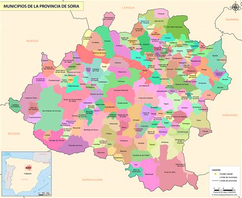 Mapa que muestra la ubicación de Miño de Medinaceli en la provincia de Soria.