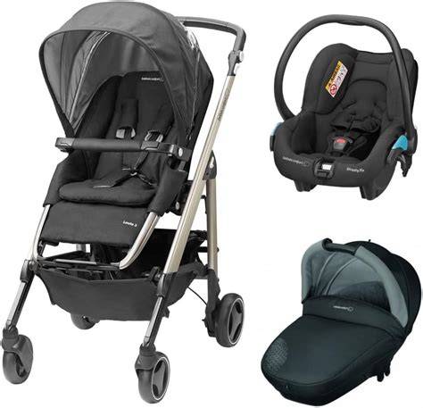 Imagen de los componentes del Bébé Confort Luvia Trio (cochecito, capazo, silla de auto)