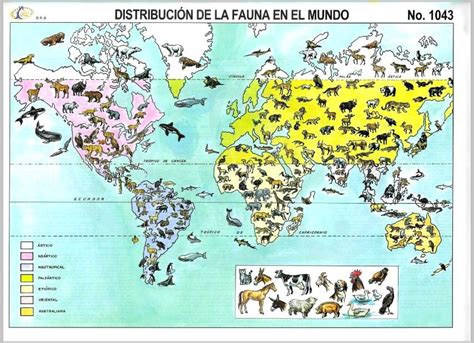 Mapa de distribución de especies monógamas y sus hábitats naturales