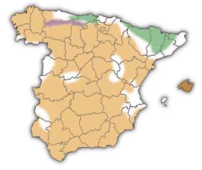 Mapa de distribución de la Liebre Ibérica en la Península Ibérica
