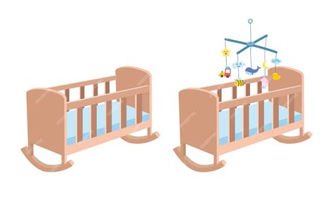 Ilustración de una cuna decorada con ropa de cama temática de Mickey Mouse