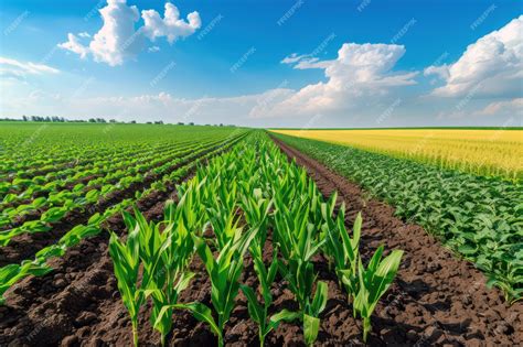 Campo agrícola con cultivos verdes y un suelo fértil
