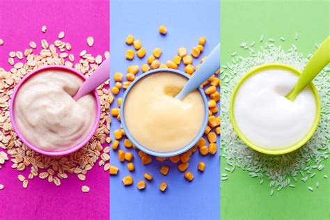 variedad de papillas de cereales para bebés