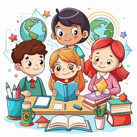 Foto de niños de primaria estudiando con fichas de repaso