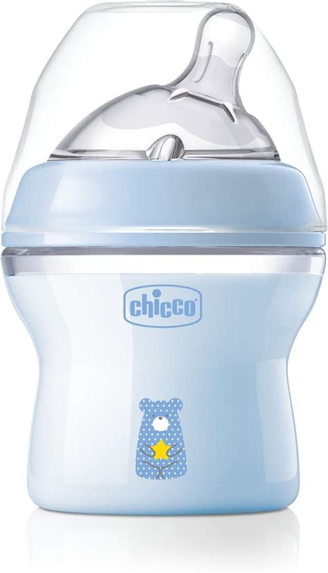 Imagen del biberón Chicco NaturalFeeling 0m+ destacando la tetina y el sistema anticólicos