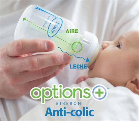 Esquema del sistema de ventilación interna del biberón Dr. Brown's mostrando el flujo de aire y leche