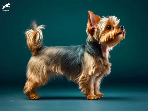 Foto de un Yorkshire Terrier adulto con su característico pelaje sedoso y un lazo
