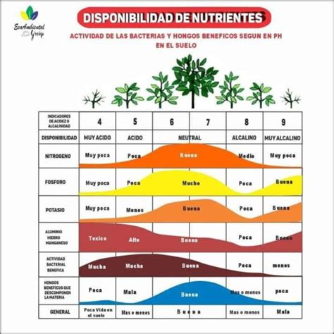 Tabla 1: Influencia del pH en la disponibilidad de nutrientes para las plantas