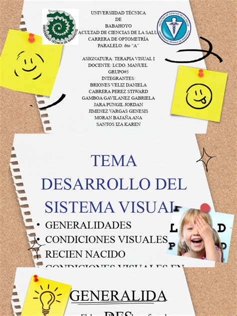 Gráfico de etapas del desarrollo visual en niños