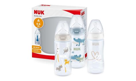 Foto de varios biberones NUK con diferentes diseños y colores