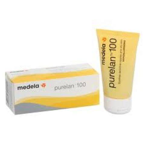 Imagen del envase de Medela Purelan 100 de 37g junto a una muestra de su textura rica y natural
