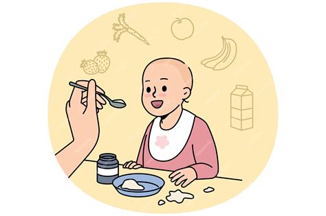ilustración de un bebé siendo alimentado con biberón