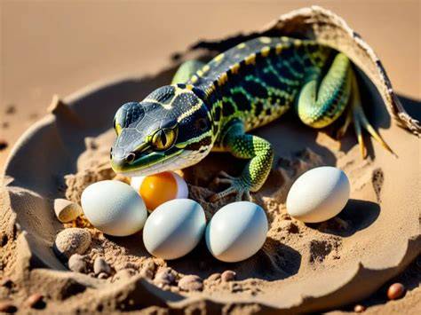 Nido de reptiles incubándose al sol o con calor geotérmico