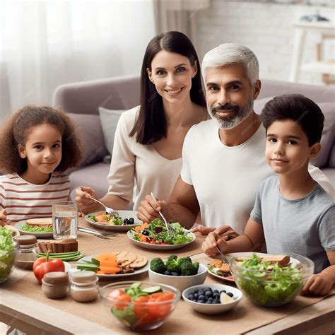 Fotografía: Familia compartiendo una comida saludable en la mesa