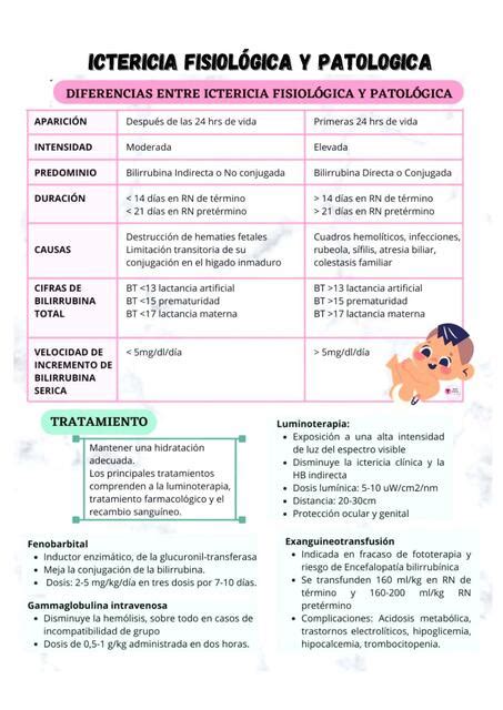 Infografía: Diferencias entre ictericia fisiológica, por lactancia materna y enfermedad hemolítica.