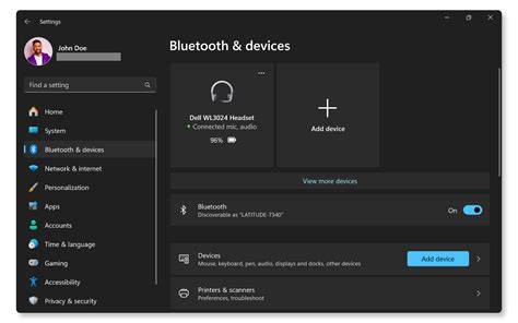 Ilustración del menú de dispositivos Bluetooth en Windows 11