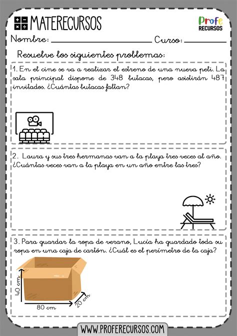 Infografía o ilustración de un problema de matemáticas de 3º de primaria con varios vehículos de juguete y sus características (precio, peso, longitud)